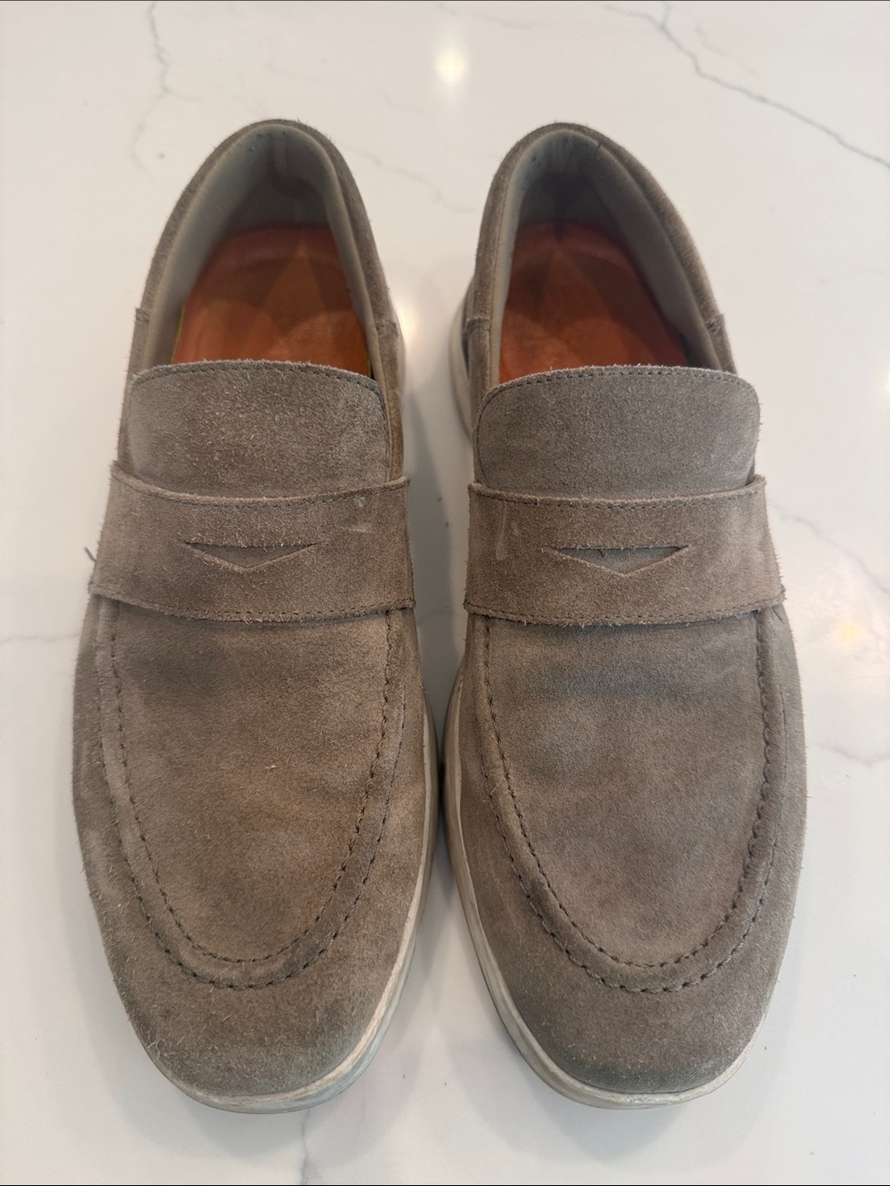 Men's Suede Slip-On Loafers in Taupe Gray